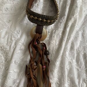 Bohemian Handmade Beaded Necklace with Brown Accents
